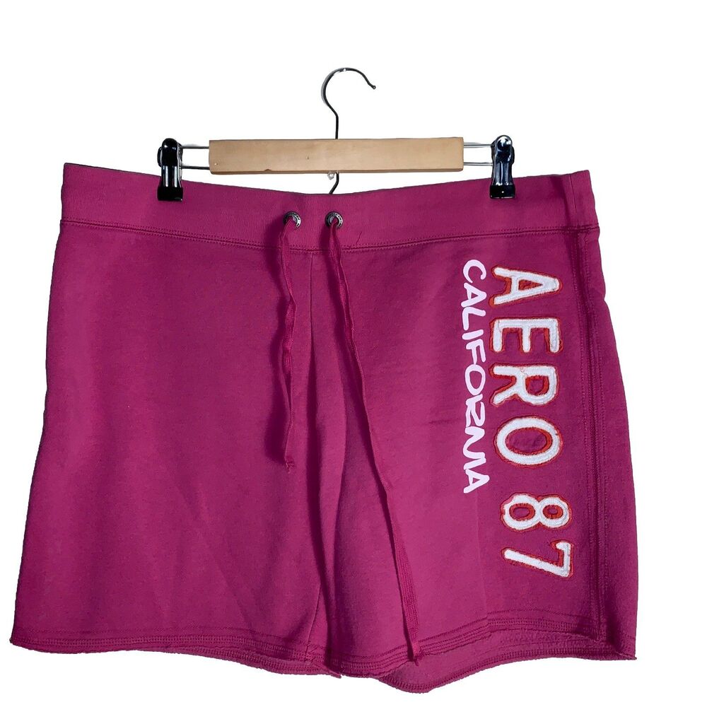 Aeropostale Y2K 2000s Aero Sweat Shorts Spellout Womens Mcbling XL Pink Lounge